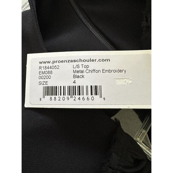 Proenza Scharler Metal Chiffon Embroidery top Size 4 Black - Picture 6 of 10